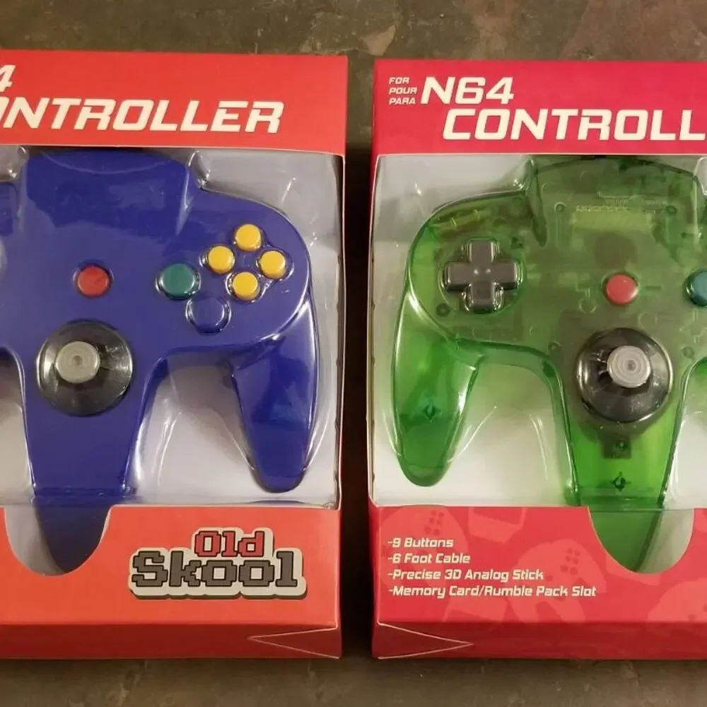 2 N64 Controllers - Blue & Jungle Green (NEW) - Nintendo64 - Old Skool